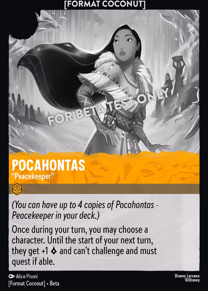 Pocahontas - "Peacekeeper" Lorcana card (COCONUT #2, Format Coconut)