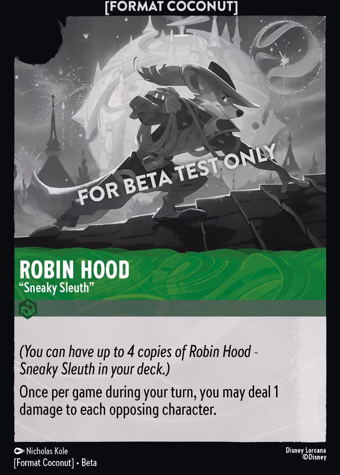 Robin Hood - "Sneaky Sleuth" Lorcana card (COCONUT #5, Format Coconut)