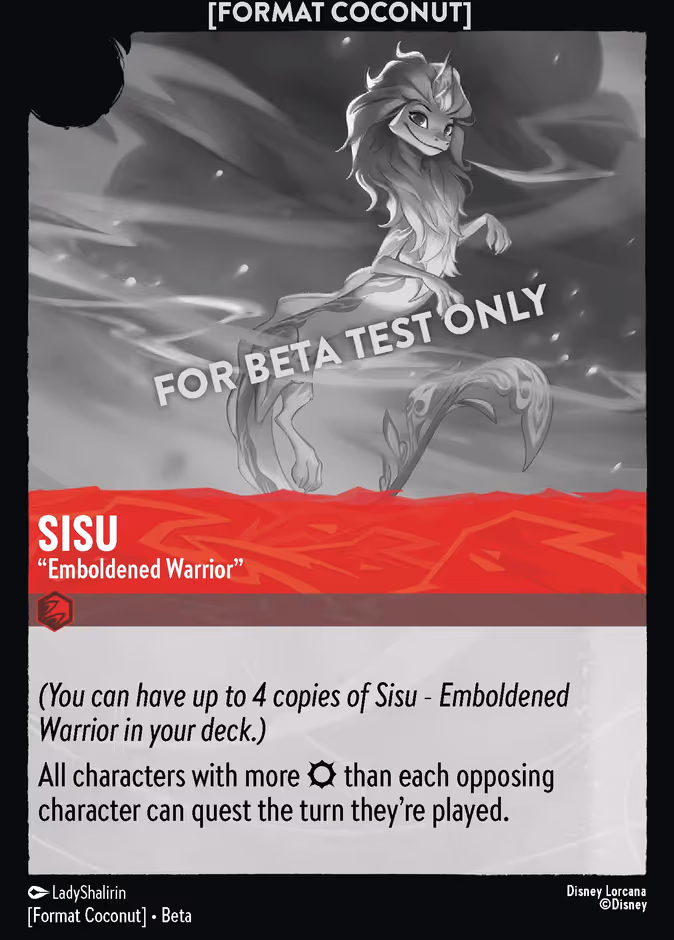 Sisu - "Emboldened Warrior" Lorcana card (COCONUT #15, Format Coconut)