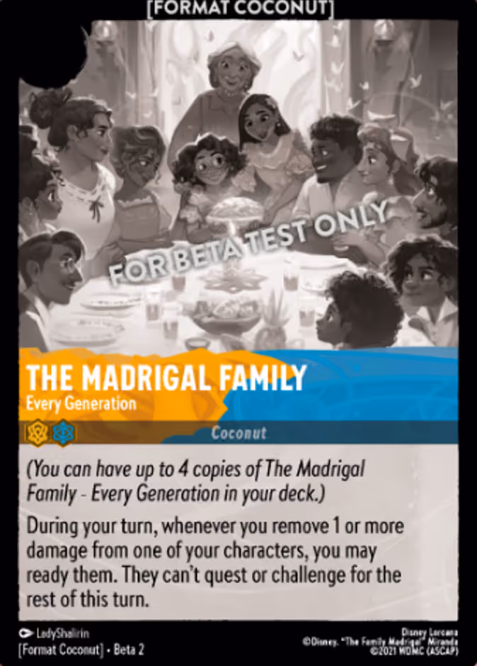 The Madrigal Family - "Every Generation" Format Coconut beta card