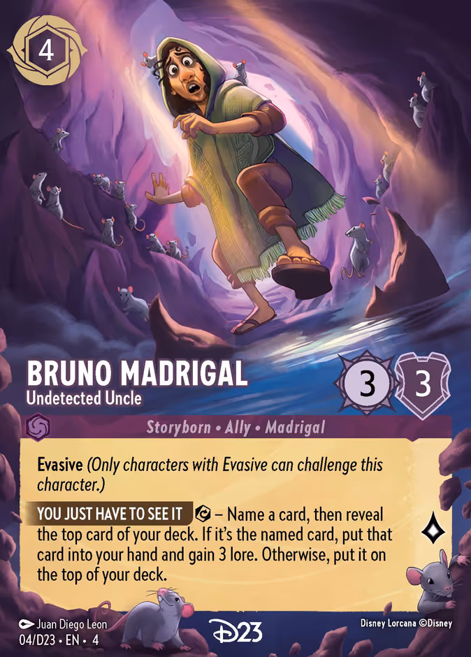 Bruno Madrigal - Undetected Uncle Lorcana card (D23 #4)