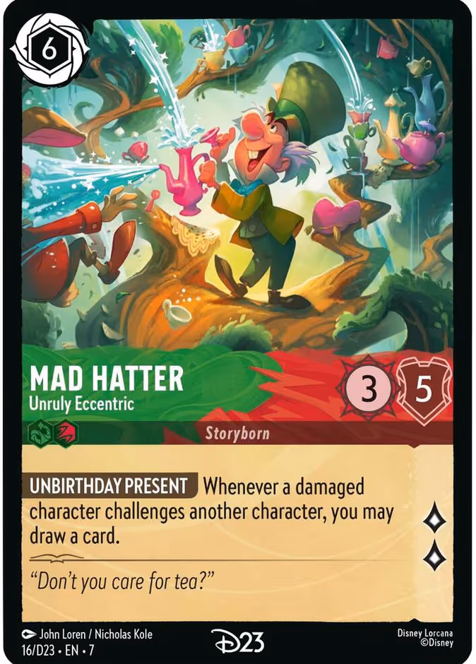 Mad Hatter - Unruly Eccentric Lorcana card (D23 #16, D23 Collection)
