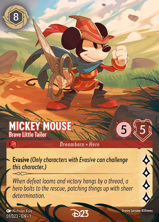 Mickey Mouse - Brave Little Tailor Lorcana card (D23 #1, D23 Collection)