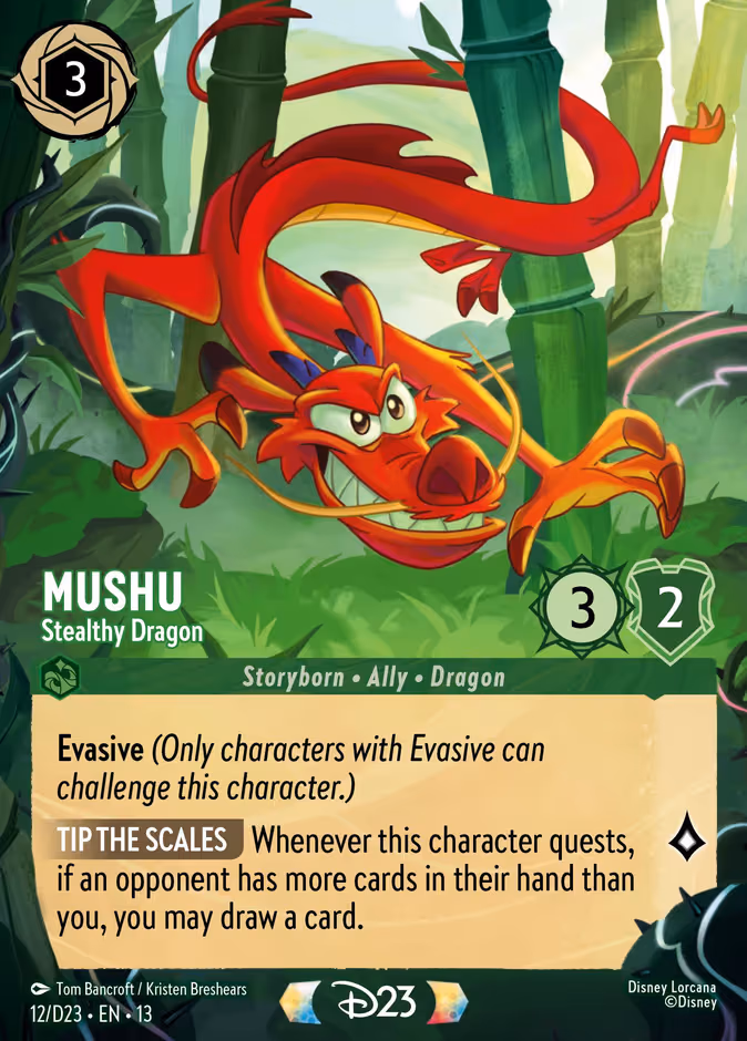 Mushu - Stealthy Dragon (Promo) Lorcana card (D23 #12, D23 Collection)