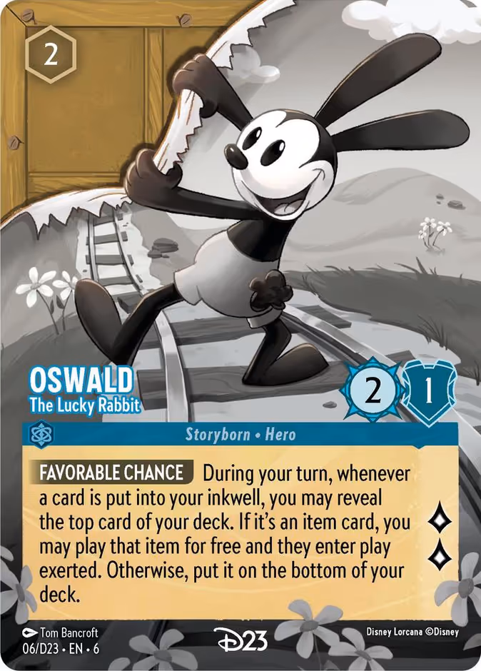 Oswald - The Lucky Rabbit Lorcana card (D23 #6, D23 Collection)