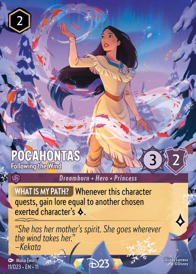 Pocahontas - Following the Wind (Promo) Lorcana card (D23 #11, D23 Collection)