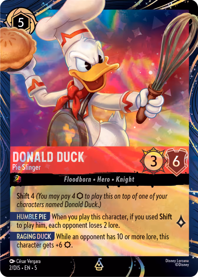 Donald Duck - Pie Slinger Lorcana card (DIS #2, EPCOT Festival of the Arts)