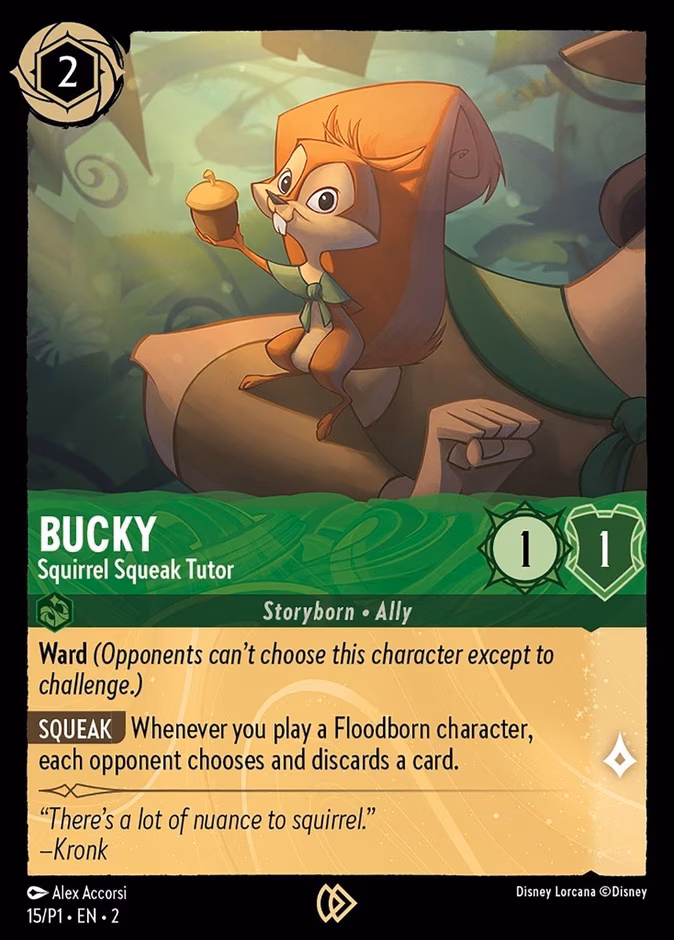 Bucky - Squirrel Squeak Tutor Lorcana card (P1 #15, Promo Set 1)