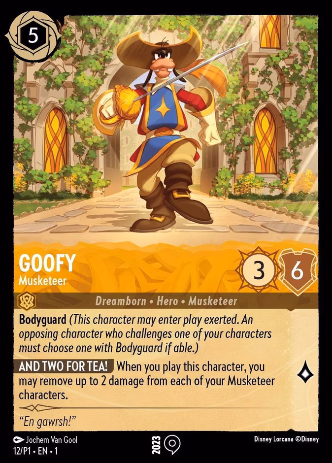 Goofy - Musketeer Lorcana card (P1 #12)