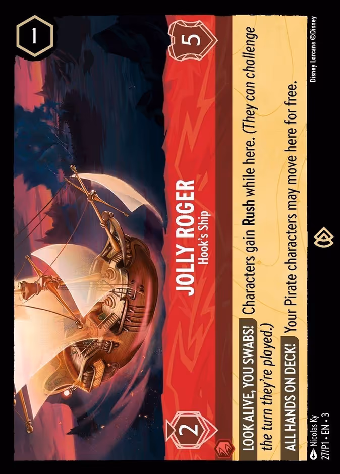 Jolly Roger - Hook's Ship Lorcana card (P1 #27, Promo Set 1)