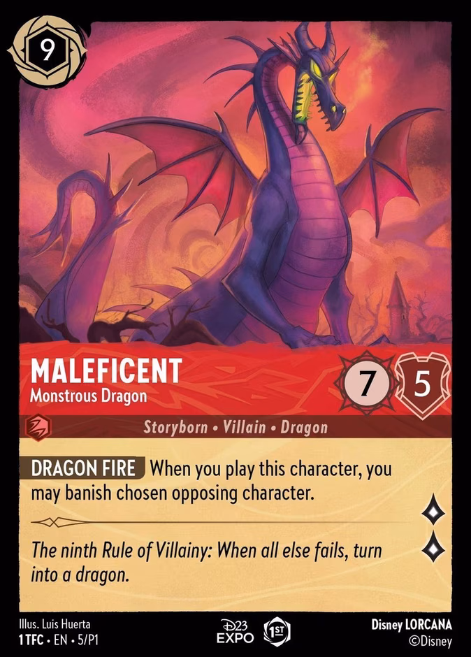 Maleficent - Monstrous Dragon Lorcana card (P1 #5, Promo Set 1)