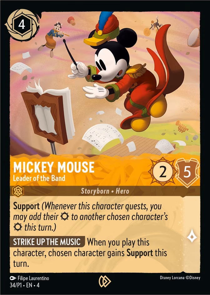 Mickey Mouse - Leader of the Band Lorcana card (P1 #34, Promo Set 1)