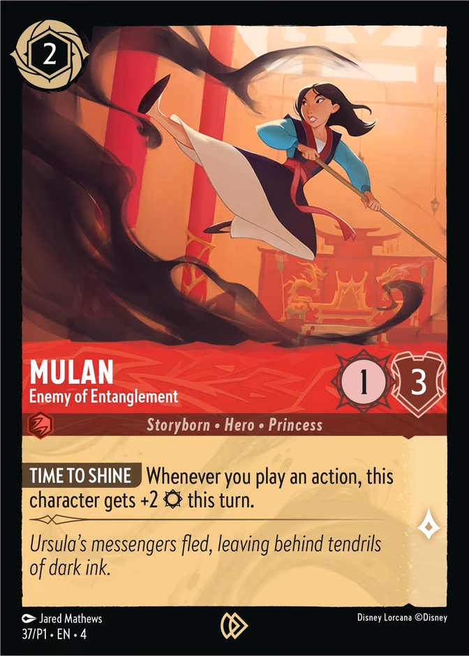 Mulan - Enemy of Entanglement Lorcana card (P1 #37, Promo Set 1)