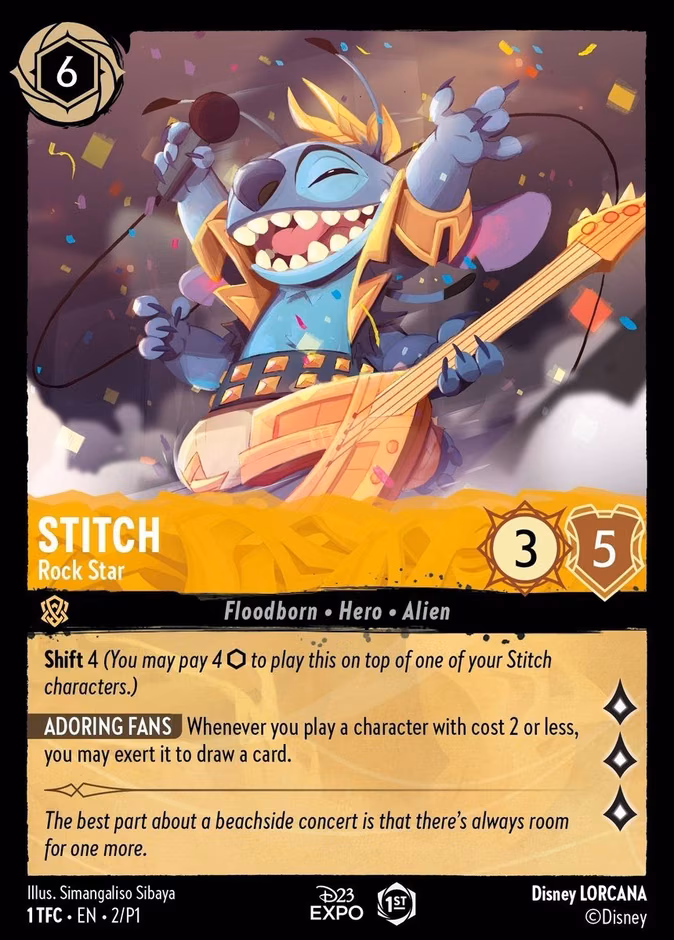 Stitch - Rock Star Lorcana card (P1 #2, Promo Set 1)