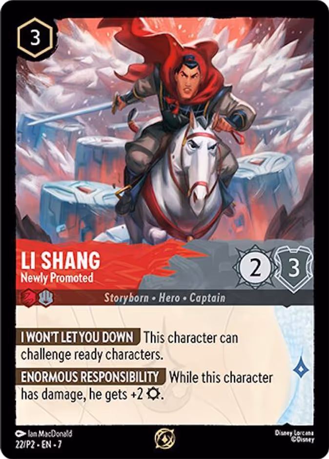 Li Shang - Newly Promoted Lorcana card (P2 #22, Promo Set 2)