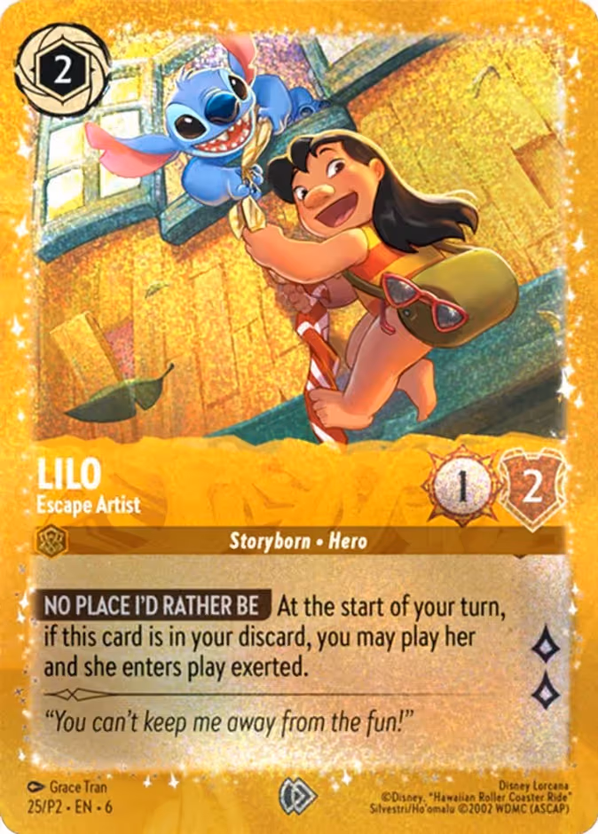 Lilo - Escape Artist Lorcana card (P2 #25, Promo Set 2)