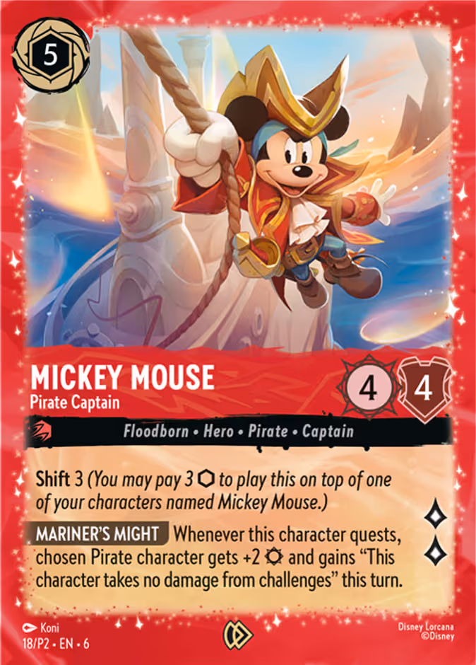Mickey Mouse - Pirate Captain Lorcana card (P2 #18)