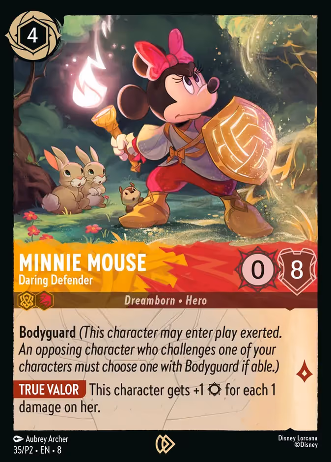 Minnie Mouse - Daring Defender Lorcana card (P2 #35, Promo Set 2)
