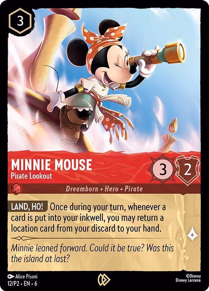 Minnie Mouse - Pirate Lookout Lorcana card (P2 #12, Promo Set 2)