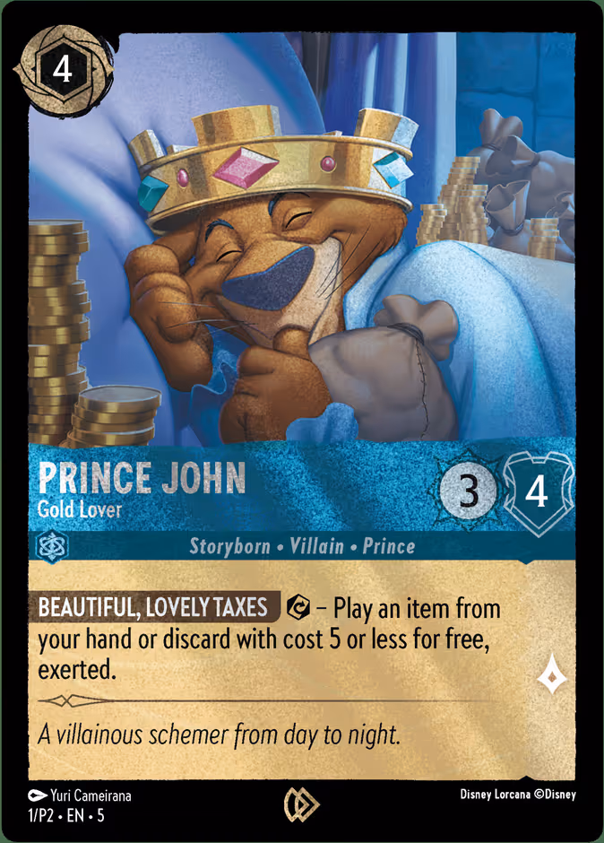 Prince John - Gold Lover Lorcana card (P2 #1)