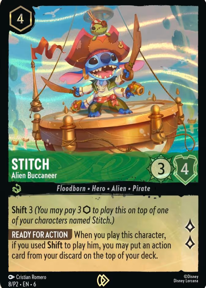 Stitch - Alien Buccaneer Lorcana card (P2 #8, Promo Set 2)