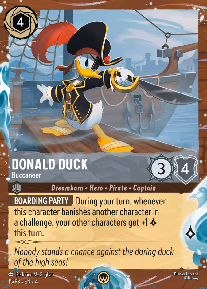 Donald Duck - Buccaneer Lorcana card (P3 #15, Promo Set 3)