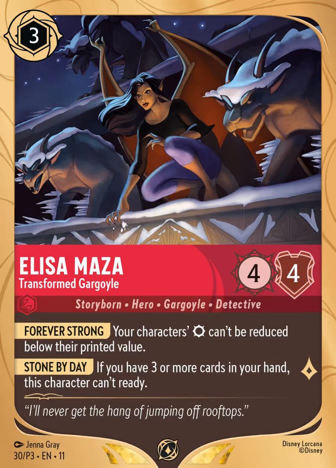 Elisa Maza - Transformed Gargoyle Lorcana card (P3 #30, Promo Set 3)
