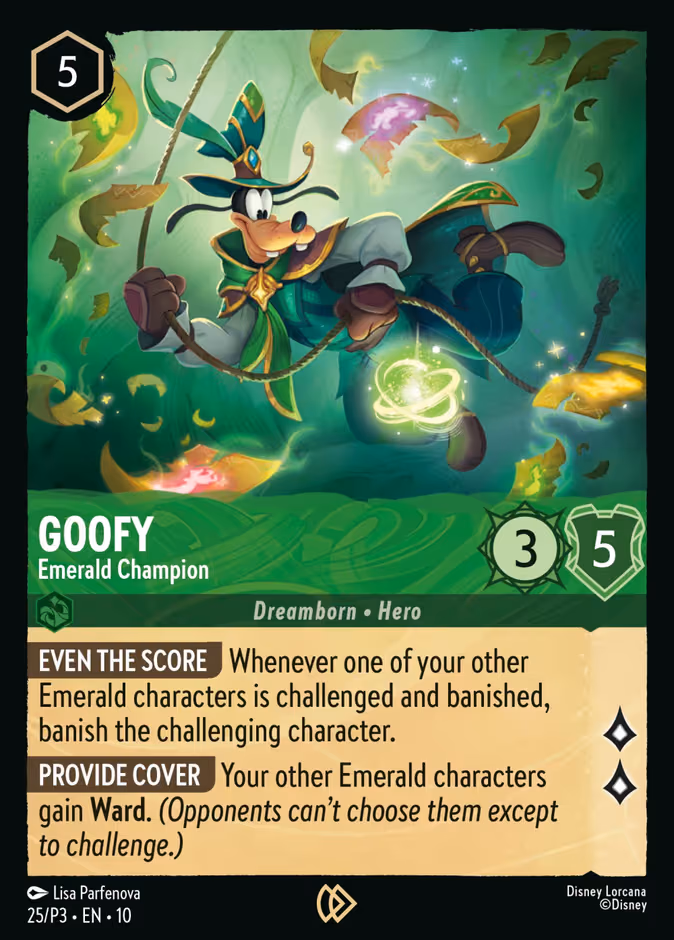 Goofy - Emerald Champion Lorcana card (P3 #25, Promo Set 3)