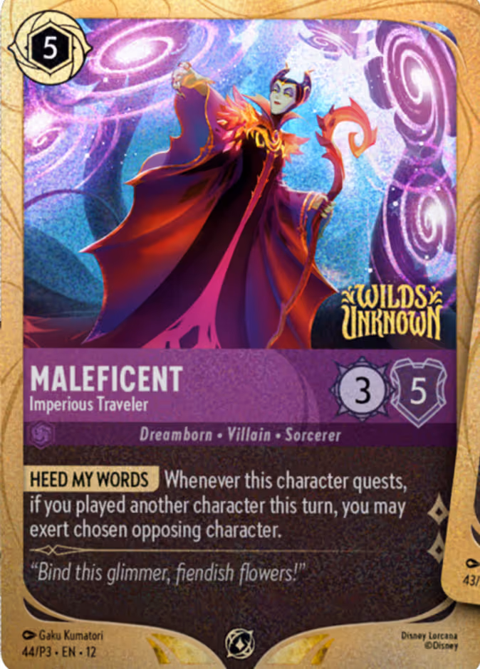 Maleficent - Imperious Traveler Lorcana card (P3 #44, Promo Set 3)