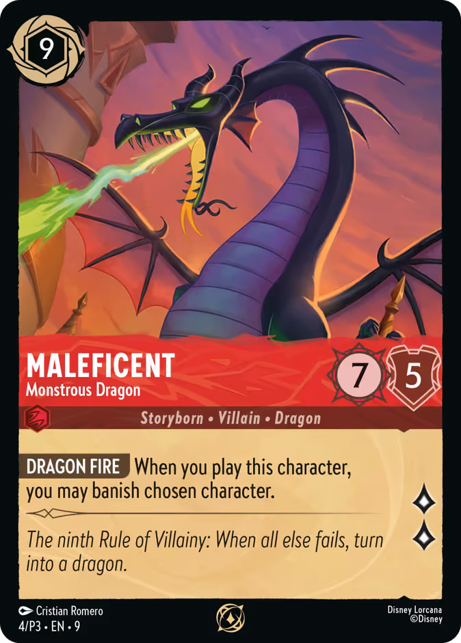 Maleficent - Monstrous Dragon Lorcana card (P3 #4, Promo Set 3)