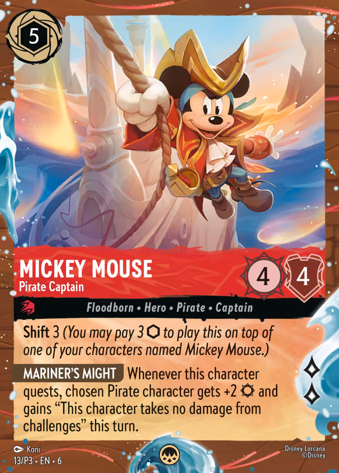 Mickey Mouse - Pirate Captain Lorcana card (P3 #13)