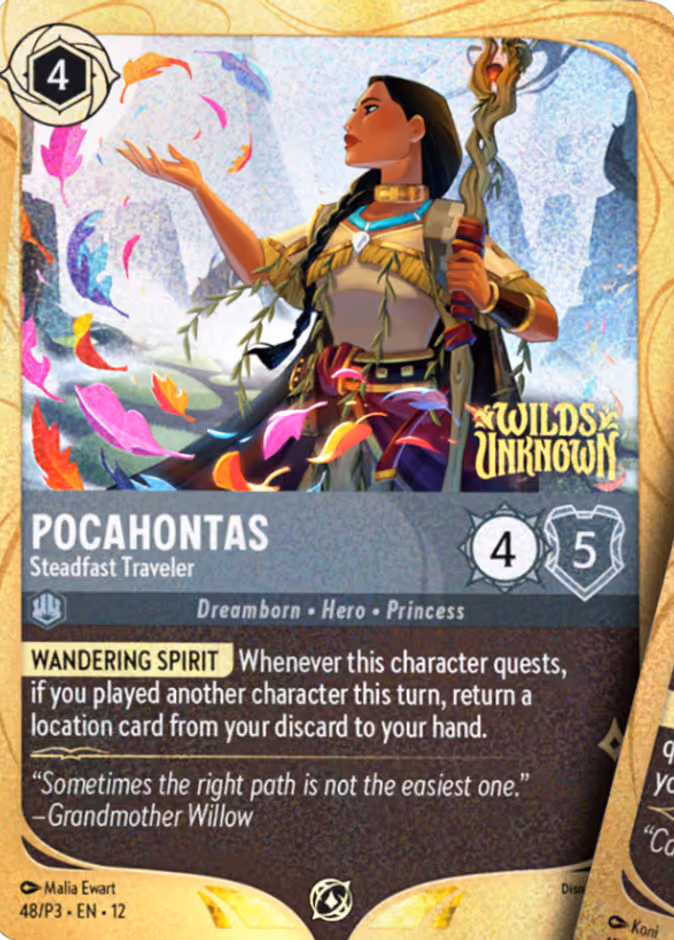 Pocahontas - Steadfast Traveler Lorcana card (P3 #48, Promo Set 3)