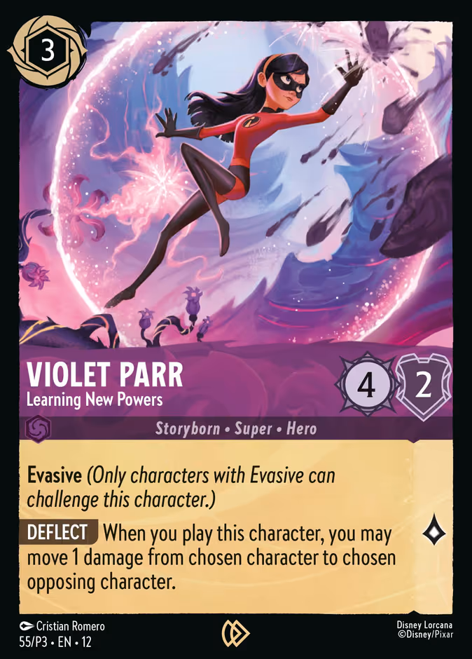 Violet Parr - Learning New Powers Lorcana card (P3 #55, Promo Set 3)