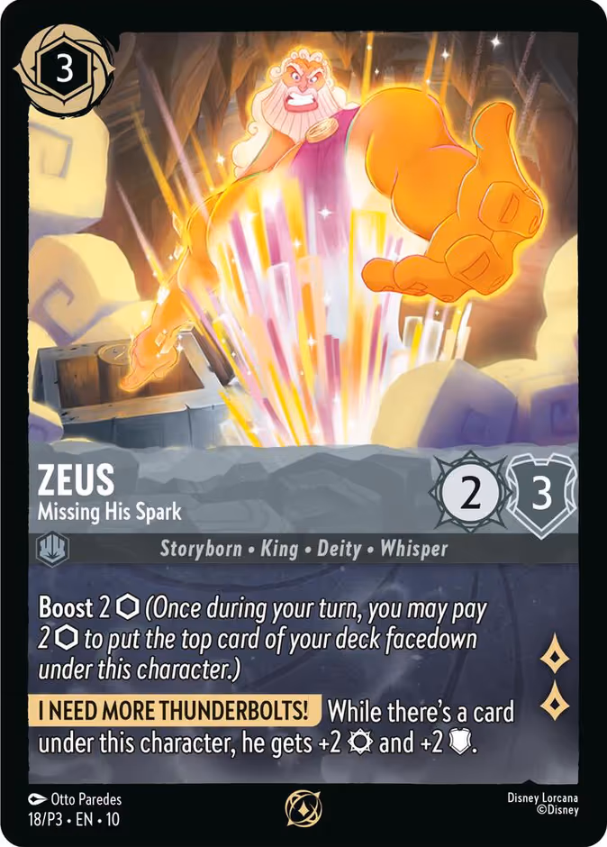 Zeus - Missing His Spark Lorcana card (P3 #18, Promo Set 3)