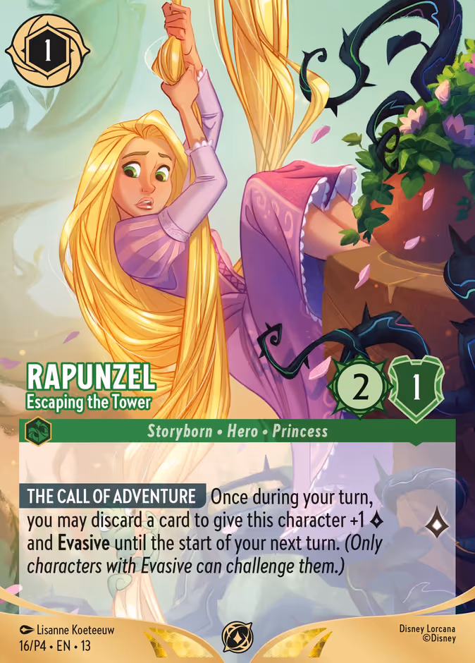 Rapunzel - Escaping the Tower Lorcana card (P4 #16, Promo Set 4)