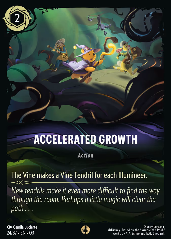 Accelerated Growth Lorcana card (Q3 #24, Hunny Rescue – Illumineer's Quest)