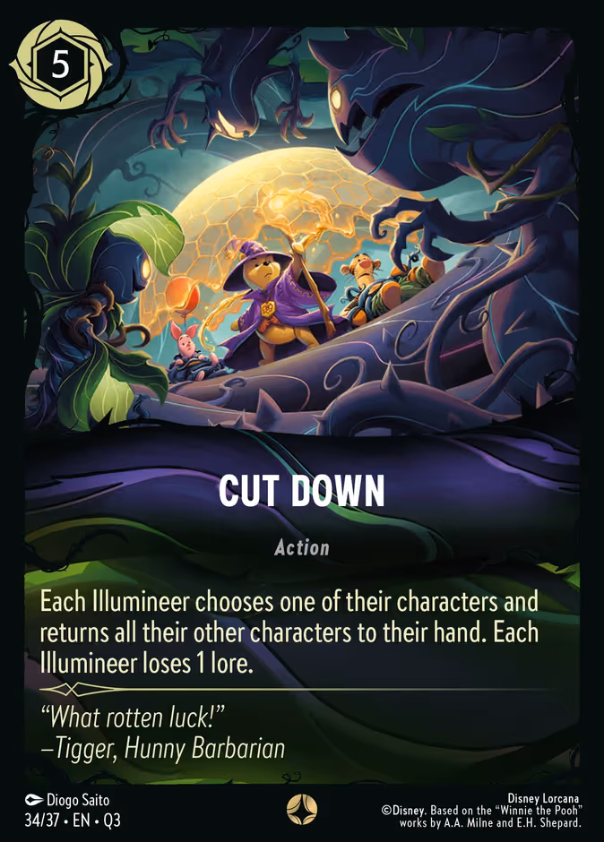 Cut Down (Promo) Lorcana card (Q3 #34, Hunny Rescue – Illumineer's Quest)