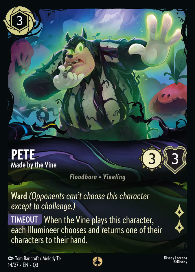 Pete - Made by the Vine Lorcana card (Q3 #14, Hunny Rescue – Illumineer's Quest)