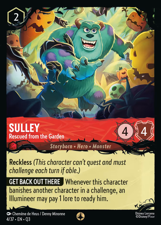 Sulley - Rescued from the Garden Lorcana card (Q3 #4, Hunny Rescue – Illumineer's Quest)