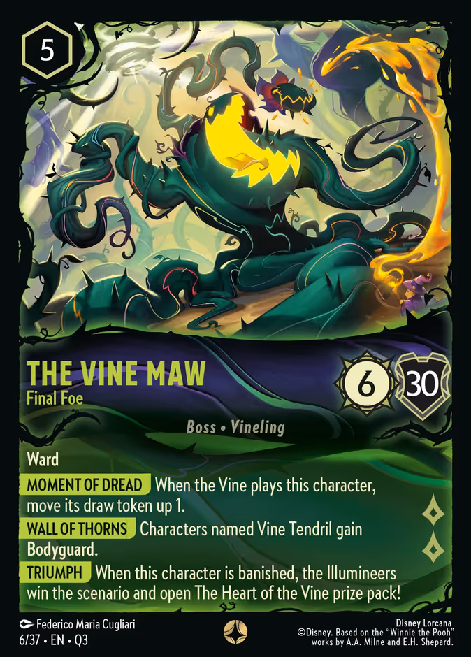 The Vine Maw - Final Foe Lorcana card (Q3 #6, Hunny Rescue – Illumineer's Quest)