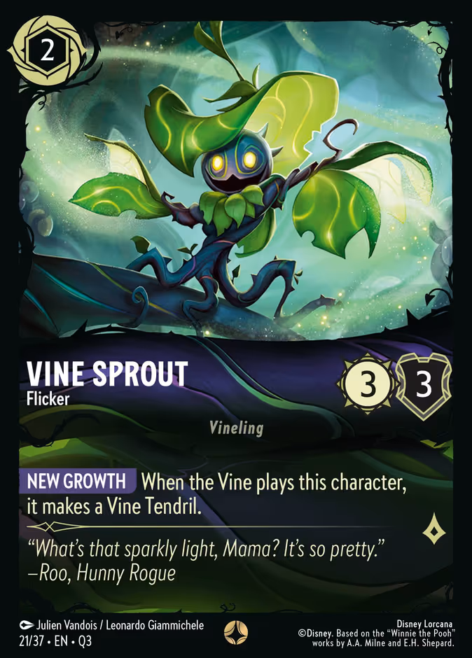 Vine Sprout - Flicker Lorcana card (Q3 #21, Hunny Rescue – Illumineer's Quest)