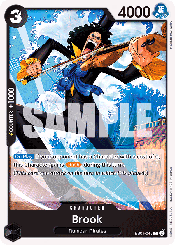 Brook One Piece card (EB01-045, Extra Booster: Memorial Collection)