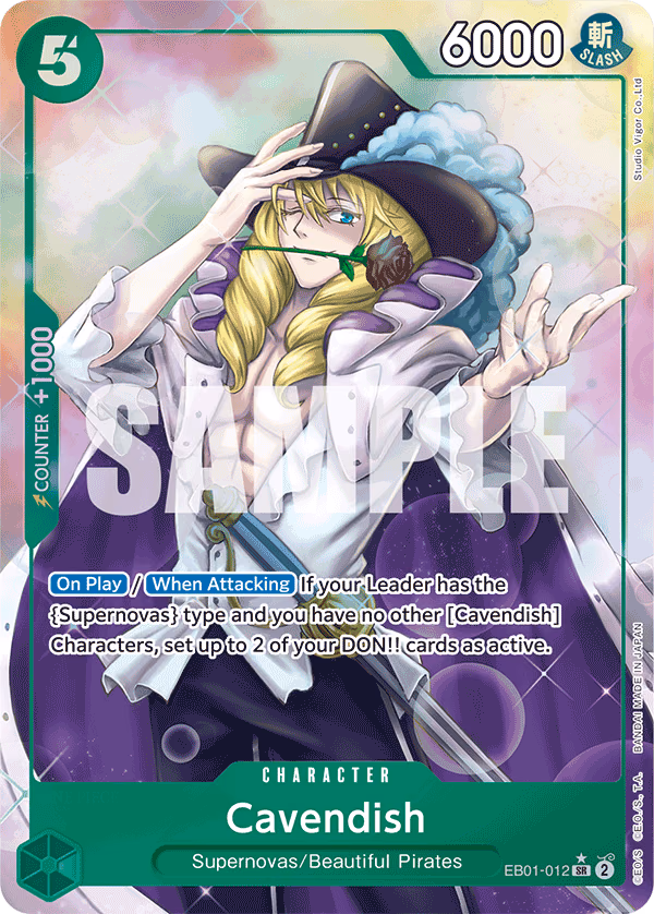 Cavendish (Alternate Art) One Piece card (EB01-012, Extra Booster: Memorial Collection)
