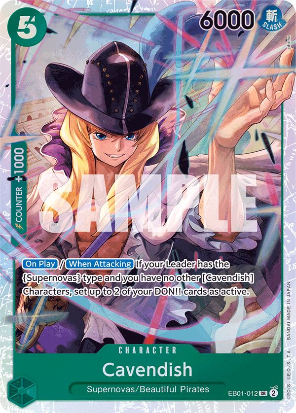 Cavendish One Piece card (EB01-012, Extra Booster: Memorial Collection)