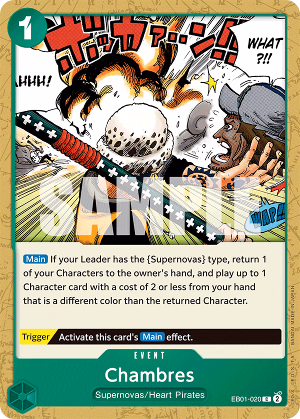 Chambres One Piece card (EB01-020, Extra Booster: Memorial Collection)