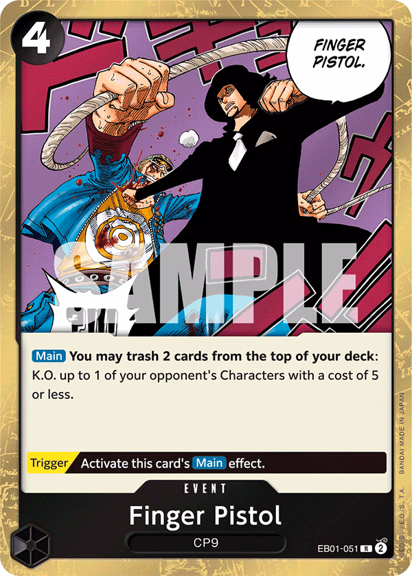 Finger Pistol One Piece card (EB01-051, Extra Booster: Memorial Collection)