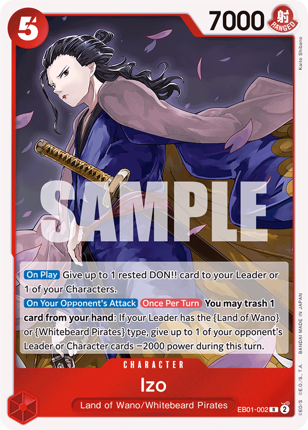 Izo One Piece card (EB01-002, Extra Booster: Memorial Collection)