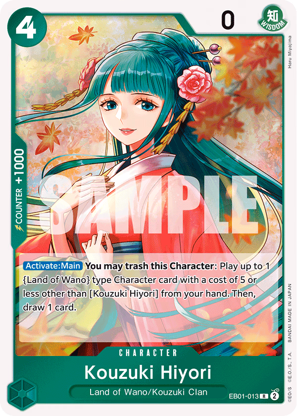Kouzuki Hiyori One Piece card (EB01-013, Extra Booster: Memorial Collection)