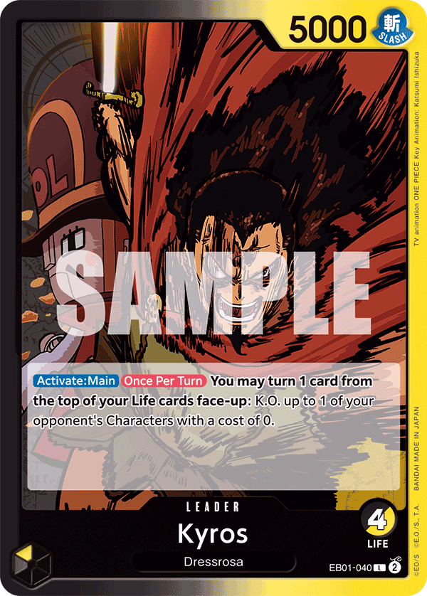 Kyros One Piece card (EB01-040, Extra Booster: Memorial Collection)
