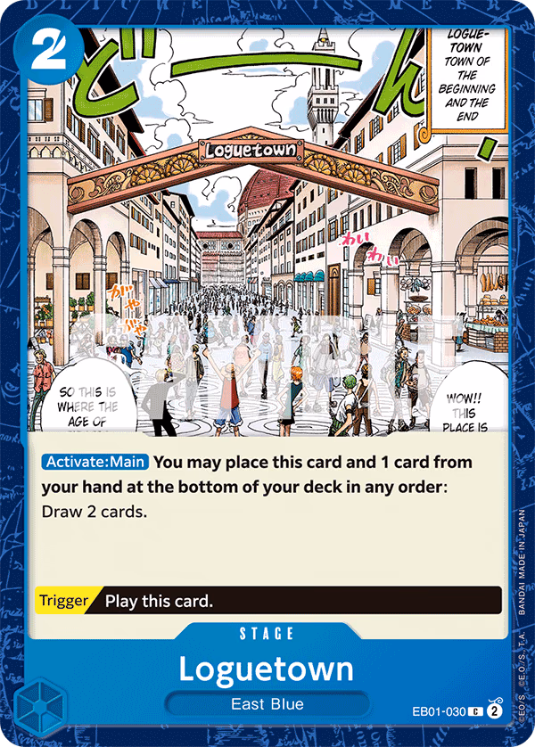 Loguetown One Piece card (EB01-030, Extra Booster: Memorial Collection)